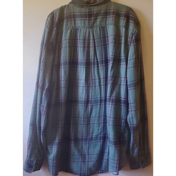 Gap Mens XL Green Twill Plaid Button Down Long Sleeve Cotton Comfort Outdoor - Picture 10 of 12